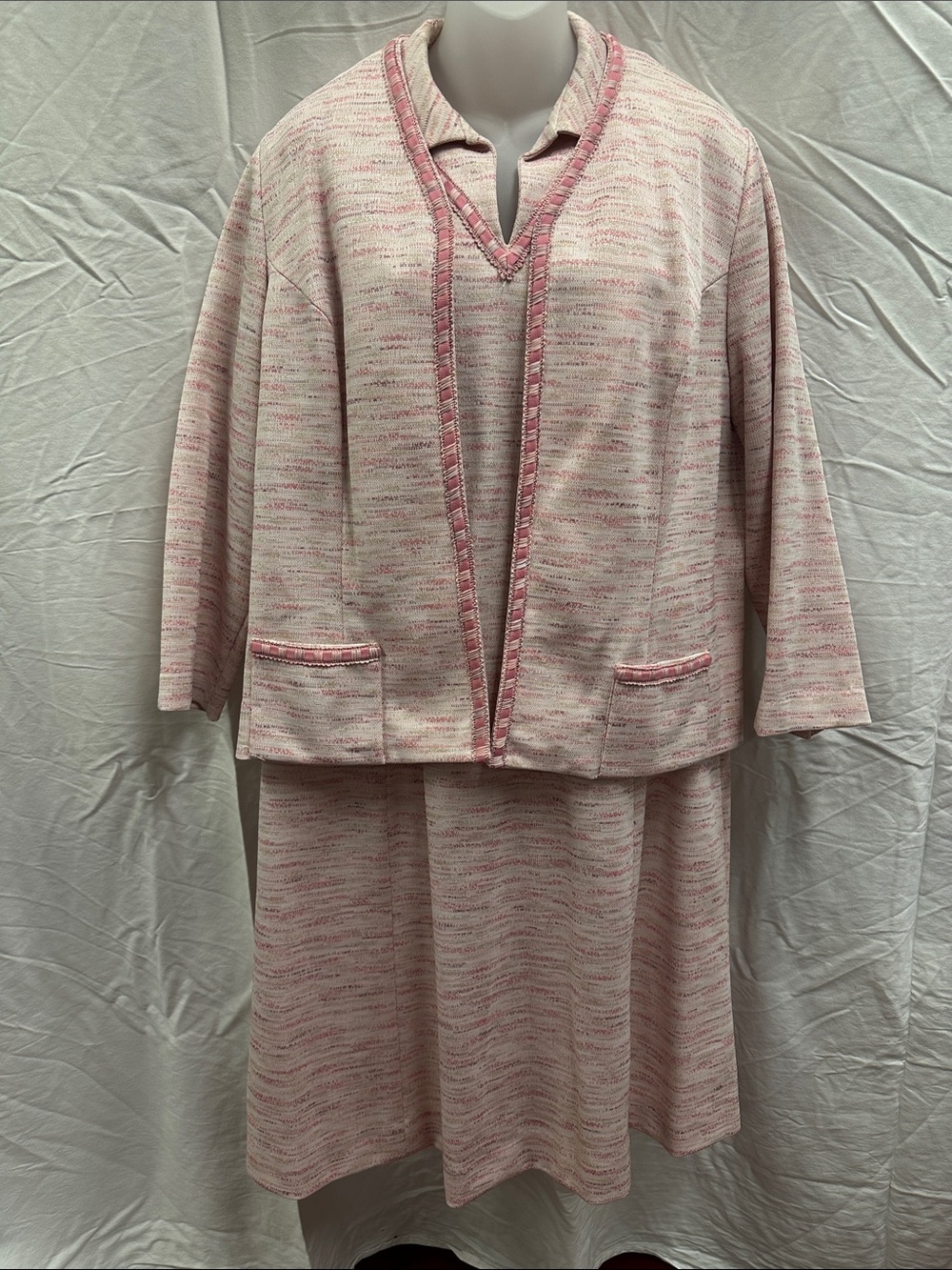 Vintage 70’s Leslie Pomer Knit Easter Dress w/ Matching Cardigan